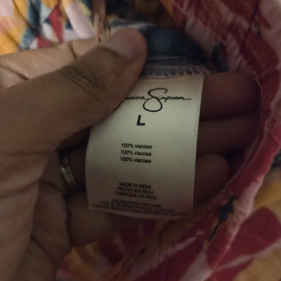 Jessica Simpson Pink Floral Wide Leg Cropped Pants Sz L ResortWear Lagenlook - Picture 8 of 10